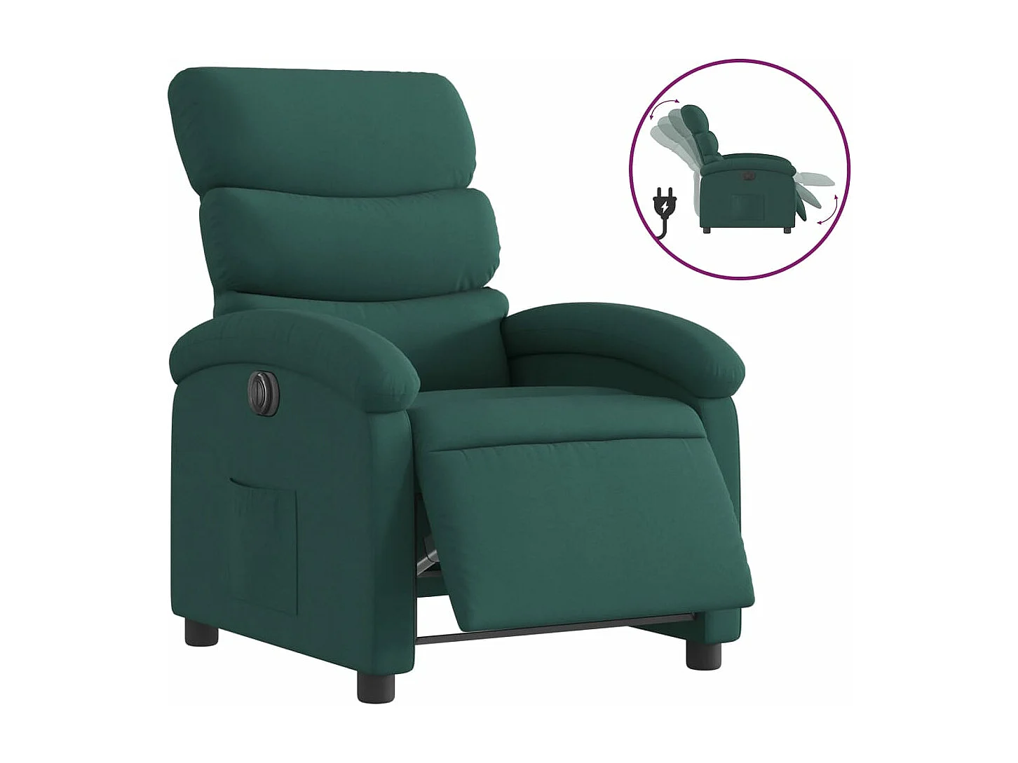Fauteuil inclinable électrique Vert foncé Tissu