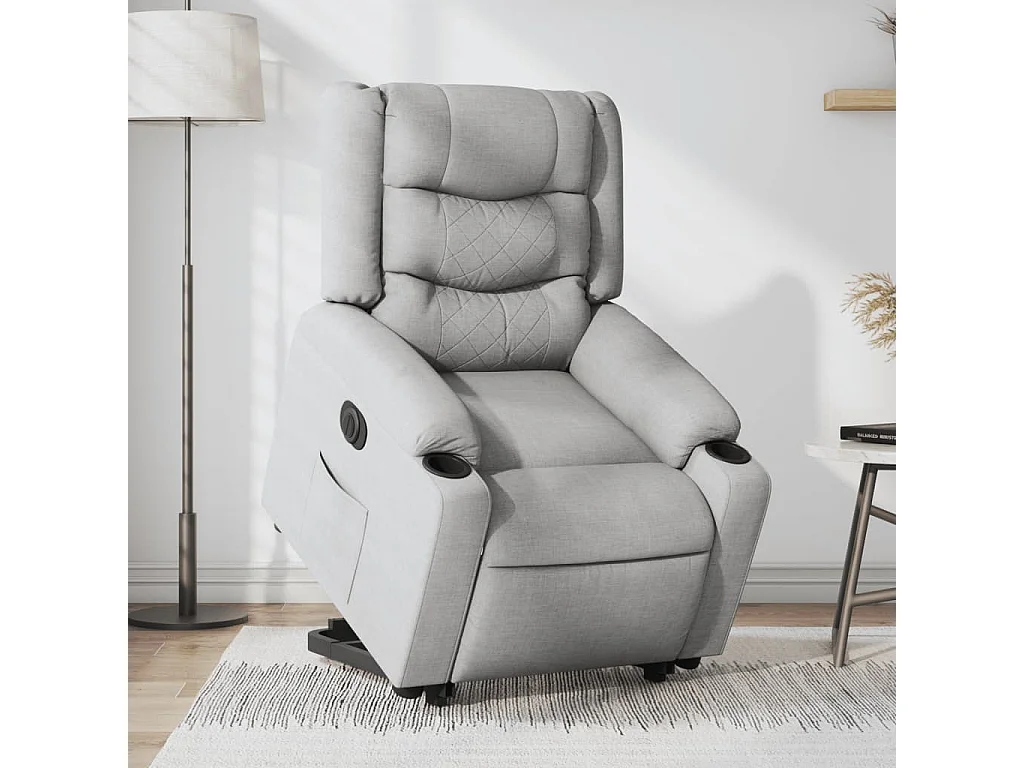 Fauteuil inclinable électrique gris clair tissu
