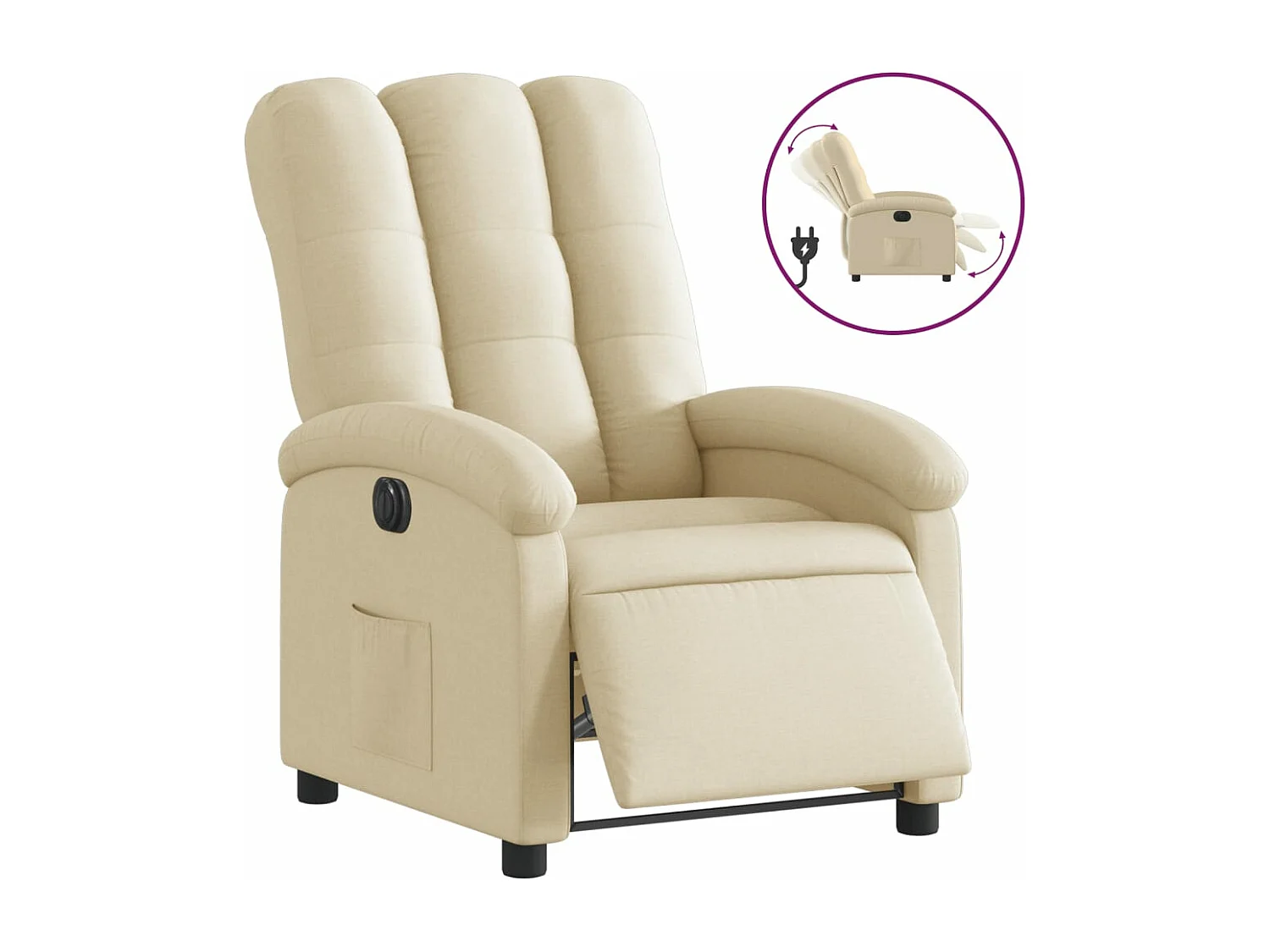 Fauteuil inclinable électrique Crème Tissu