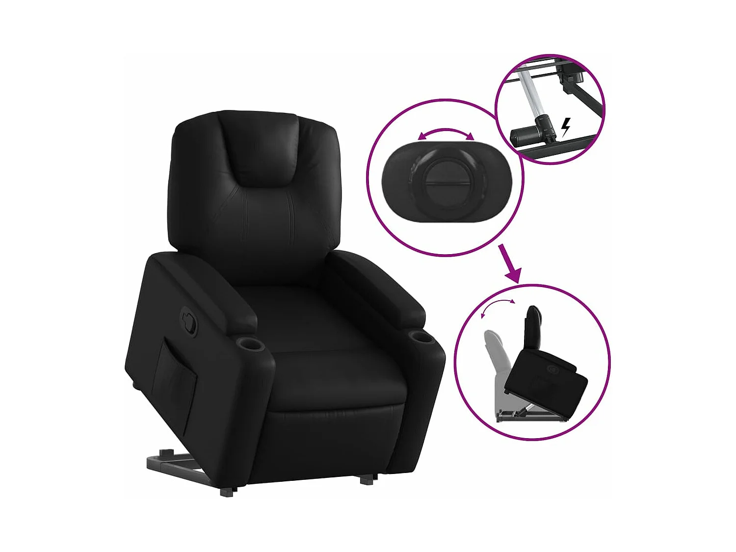 Fauteuil inclinable Noir Similicuir