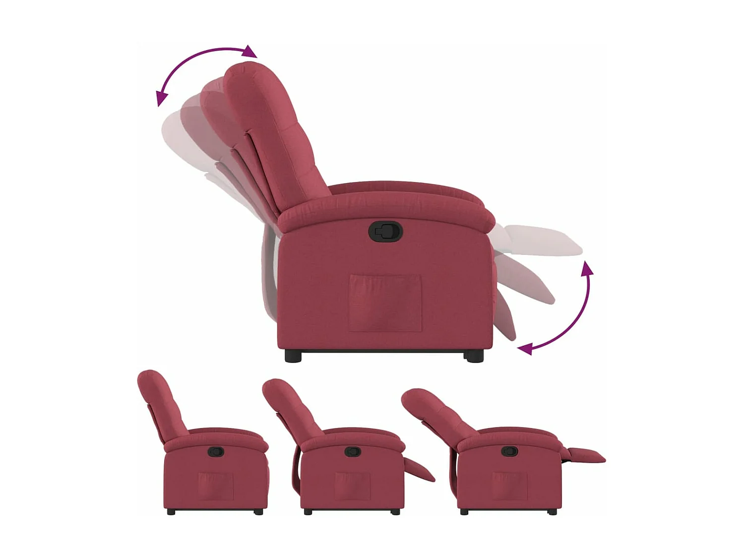 Fauteuil inclinable rouge bordeaux tissu