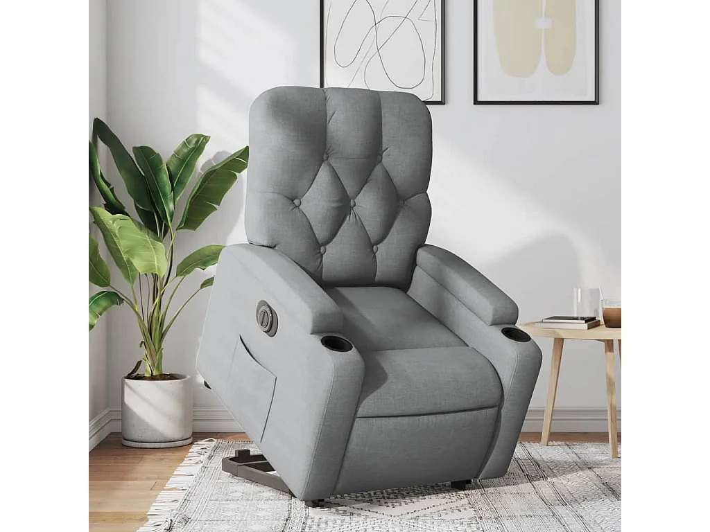 Fauteuil inclinable électrique gris clair tissu