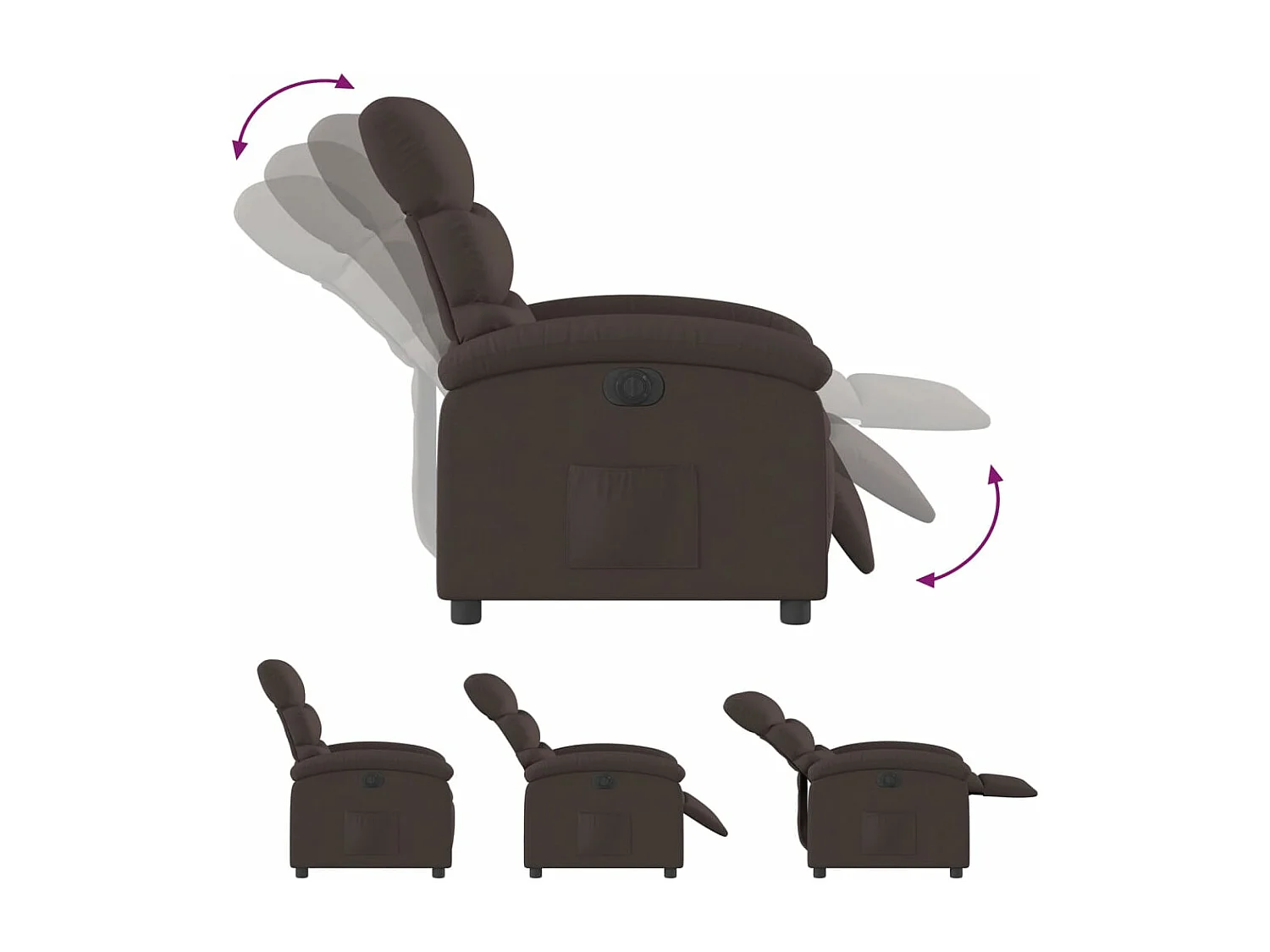 Fauteuil inclinable électrique Marron foncé Tissu