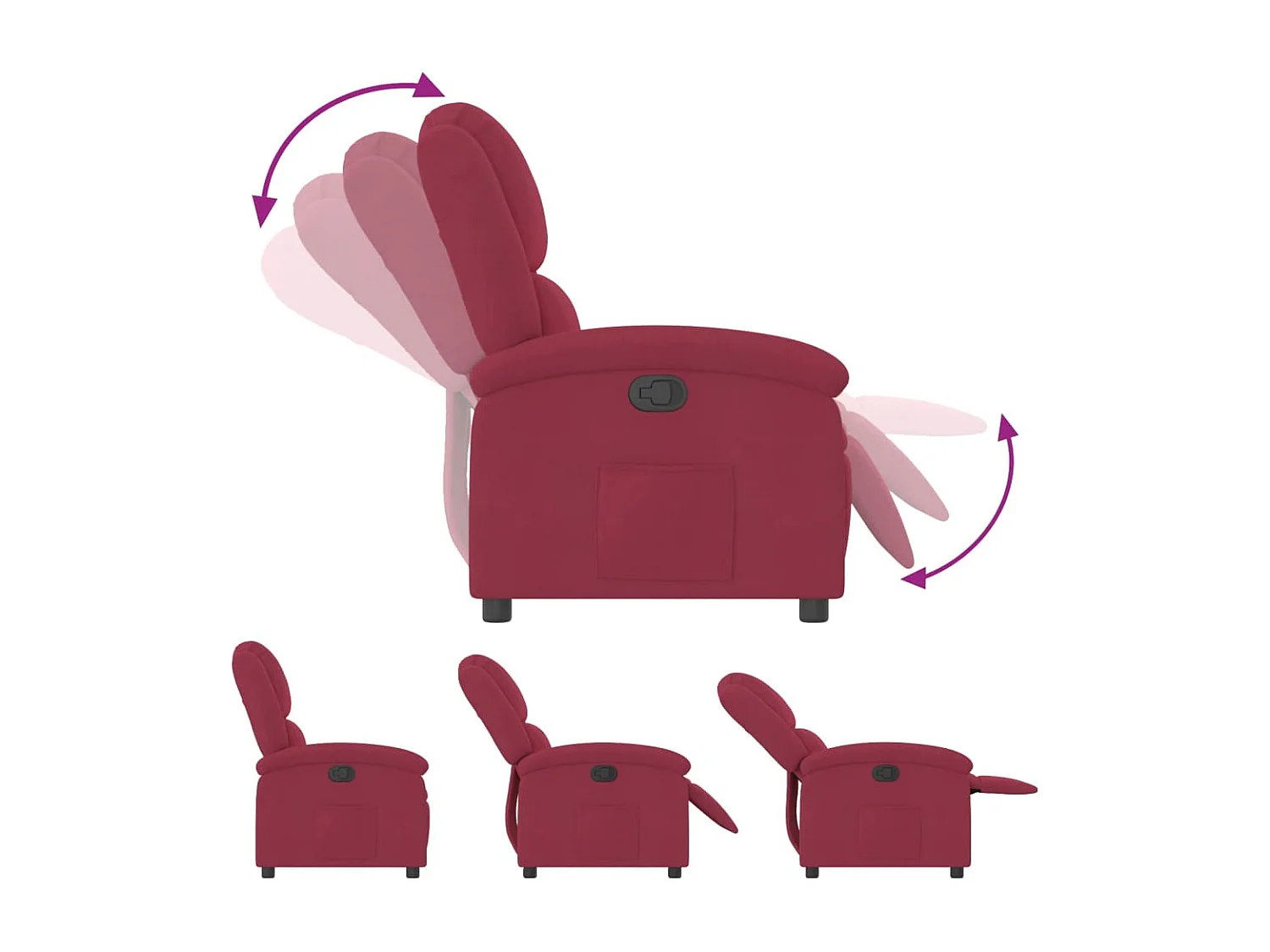 Fauteuil inclinable rouge bordeaux velours