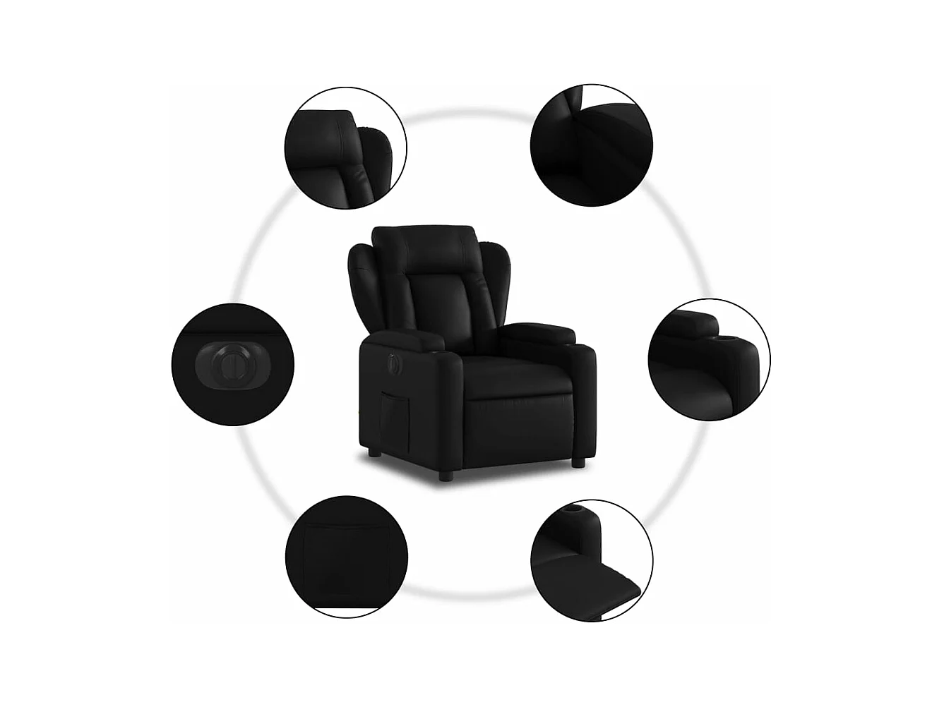 Fauteuil inclinable électrique Noir Similicuir