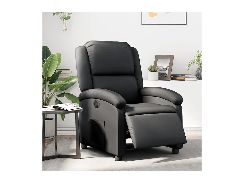 Fauteuil inclinable électrique noir cuir véritable