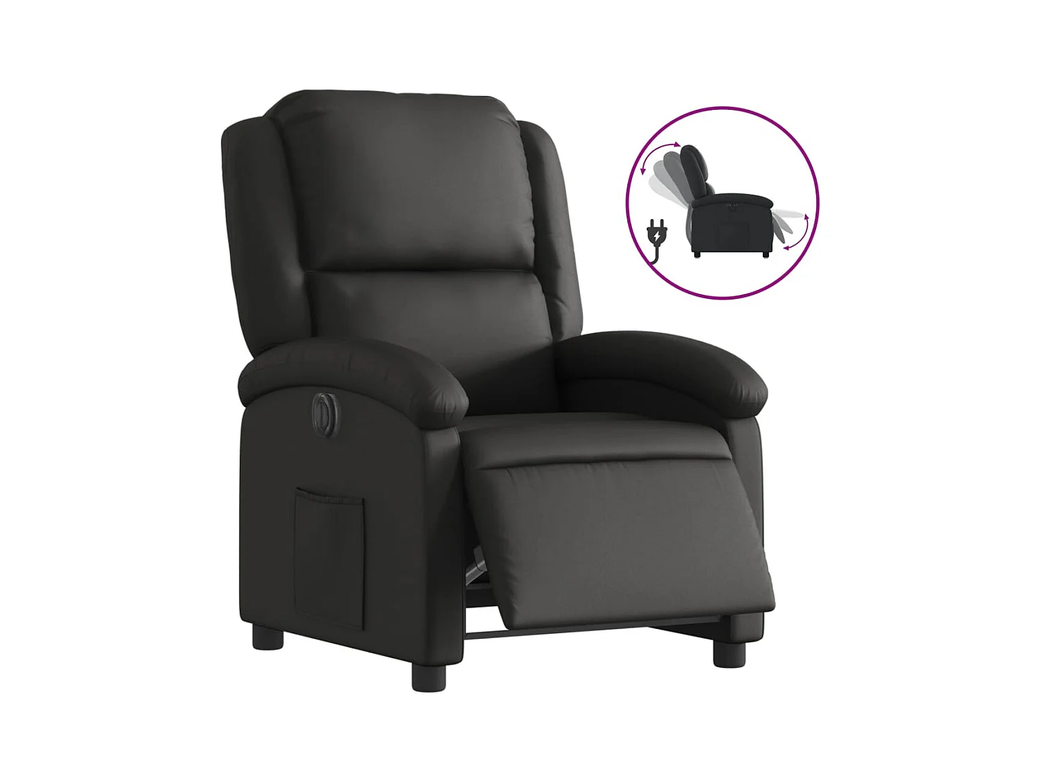 Fauteuil inclinable électrique noir cuir véritable