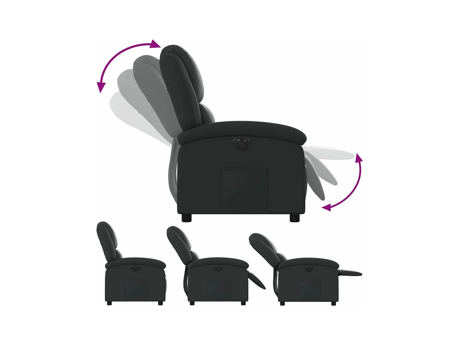 Fauteuil inclinable électrique noir cuir véritable