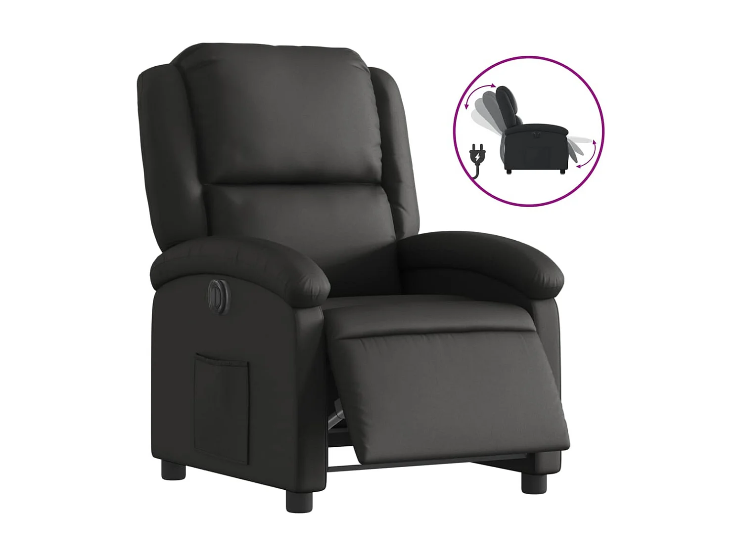 Fauteuil inclinable électrique noir cuir véritable