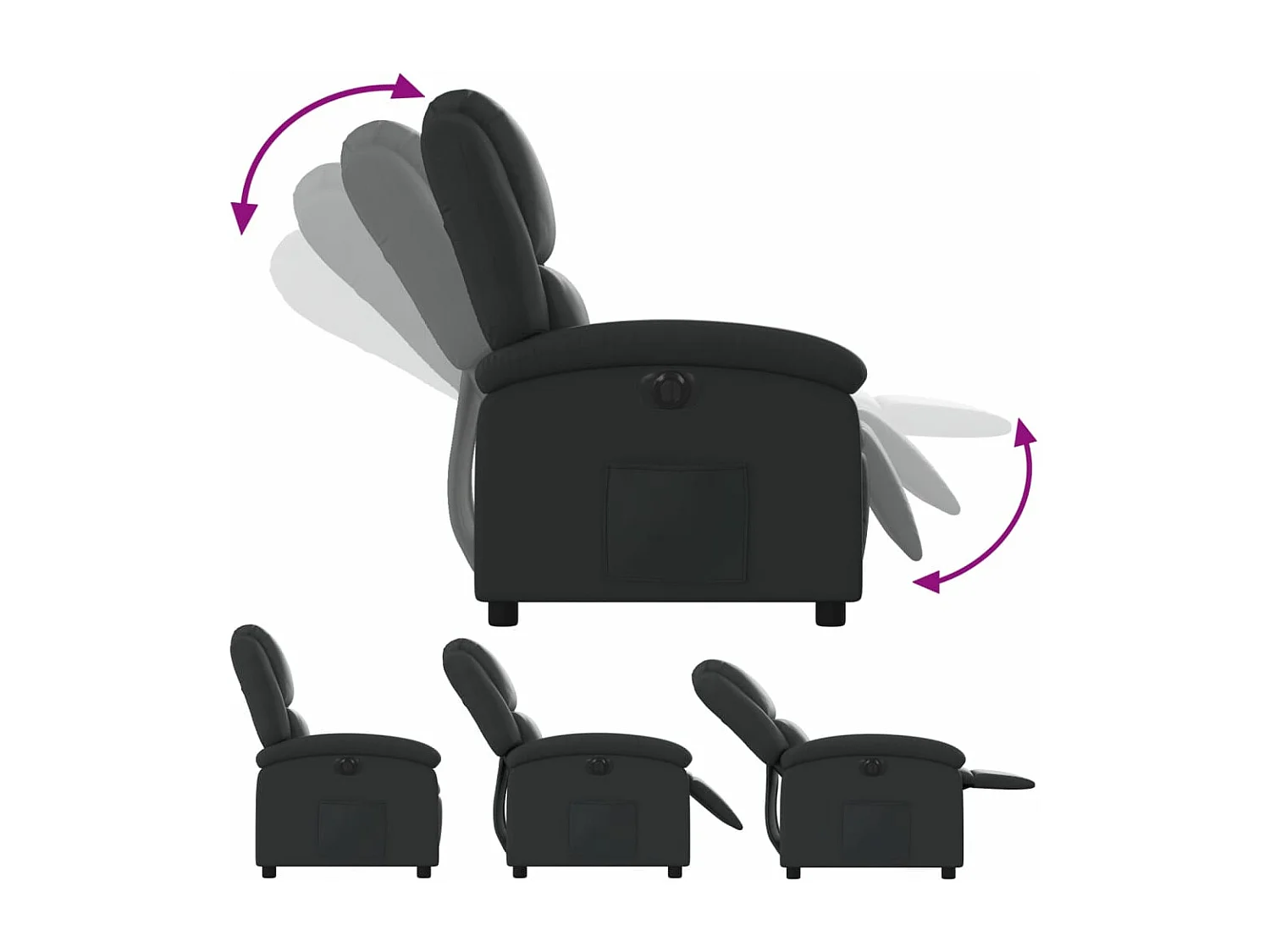 Fauteuil inclinable électrique noir cuir véritable