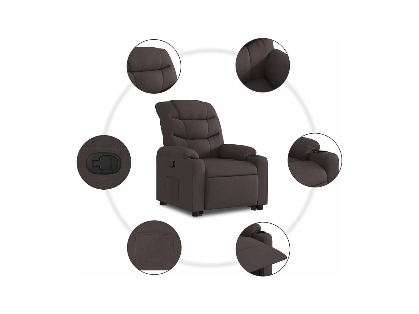 Fauteuil inclinable électrique marron foncé tissu