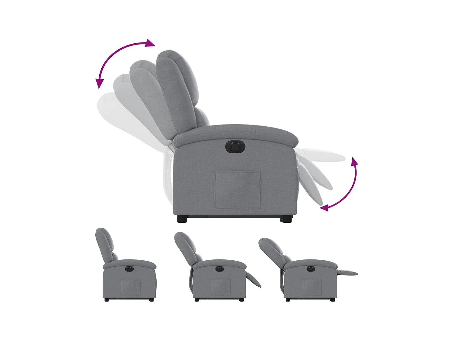 Fauteuil inclinable électrique gris clair tissu