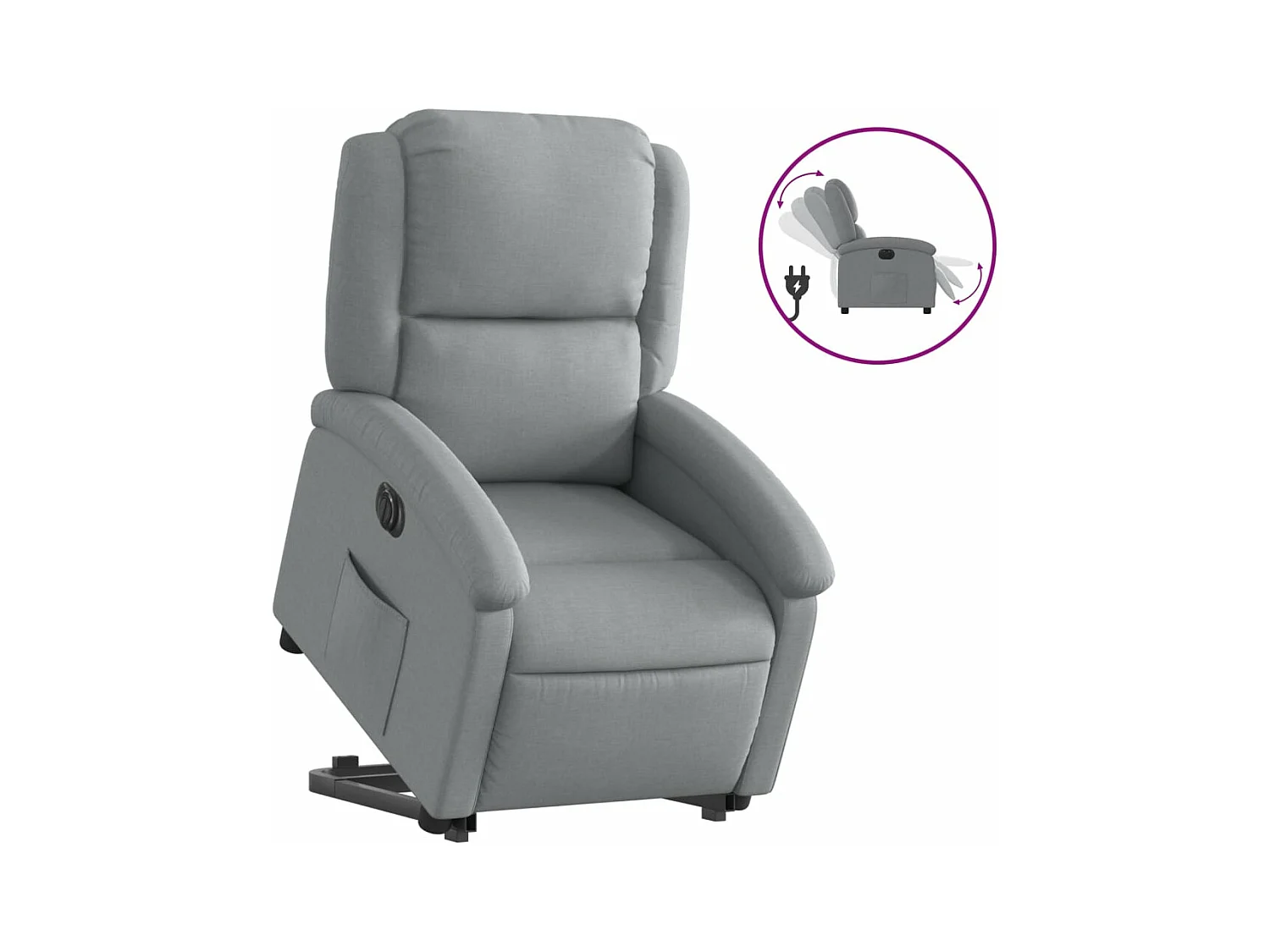 Fauteuil inclinable électrique gris clair tissu
