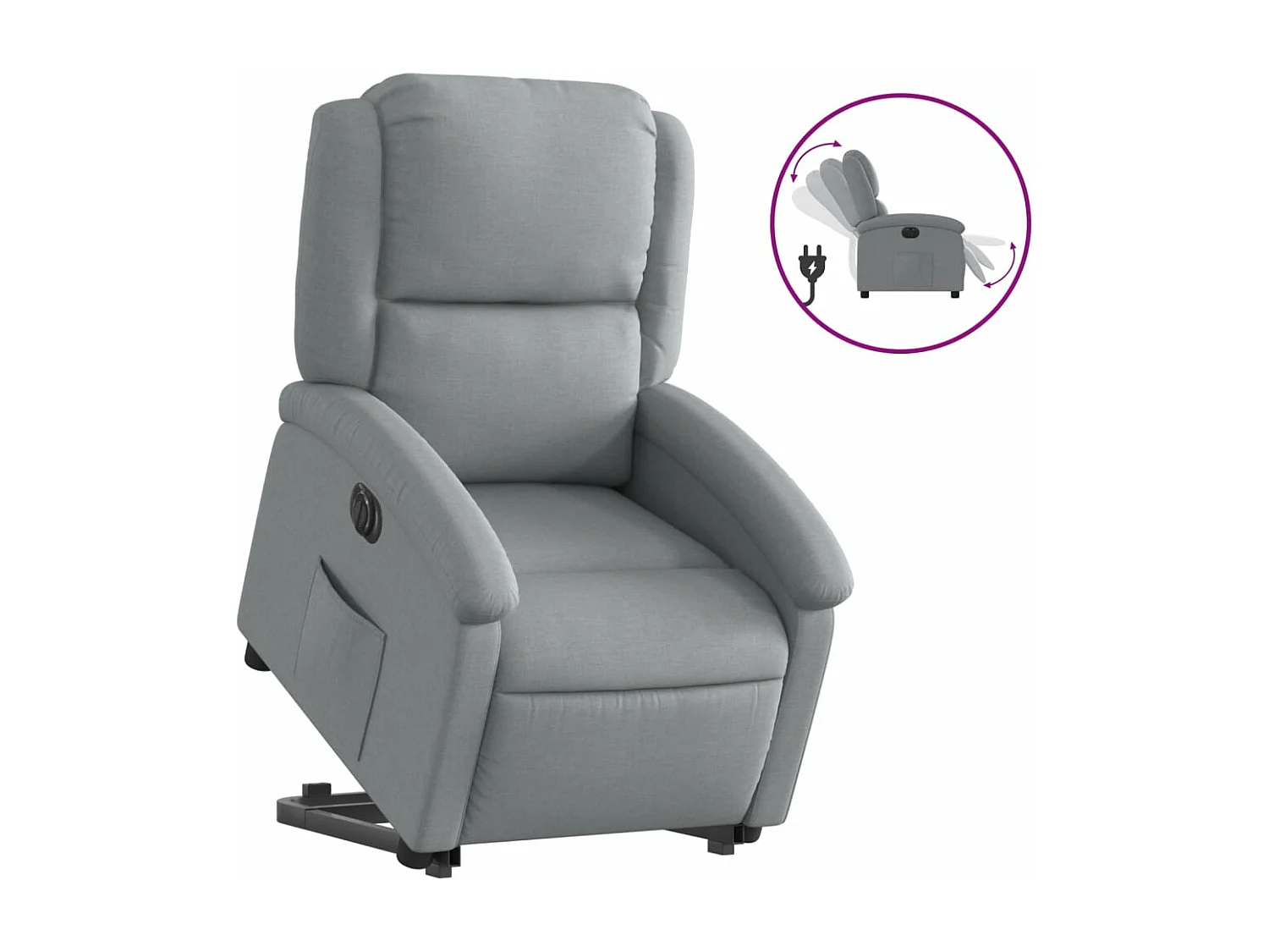 Fauteuil inclinable électrique gris clair tissu