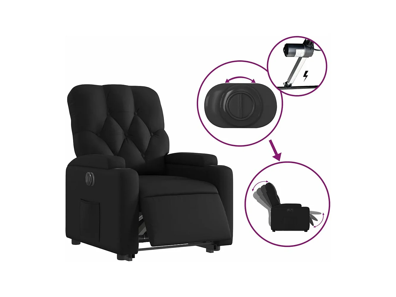 Fauteuil inclinable électrique noir similicuir
