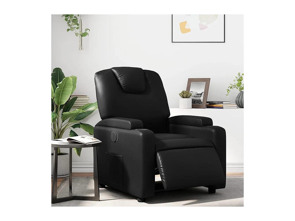 Fauteuil inclinable électrique Noir Similicuir
