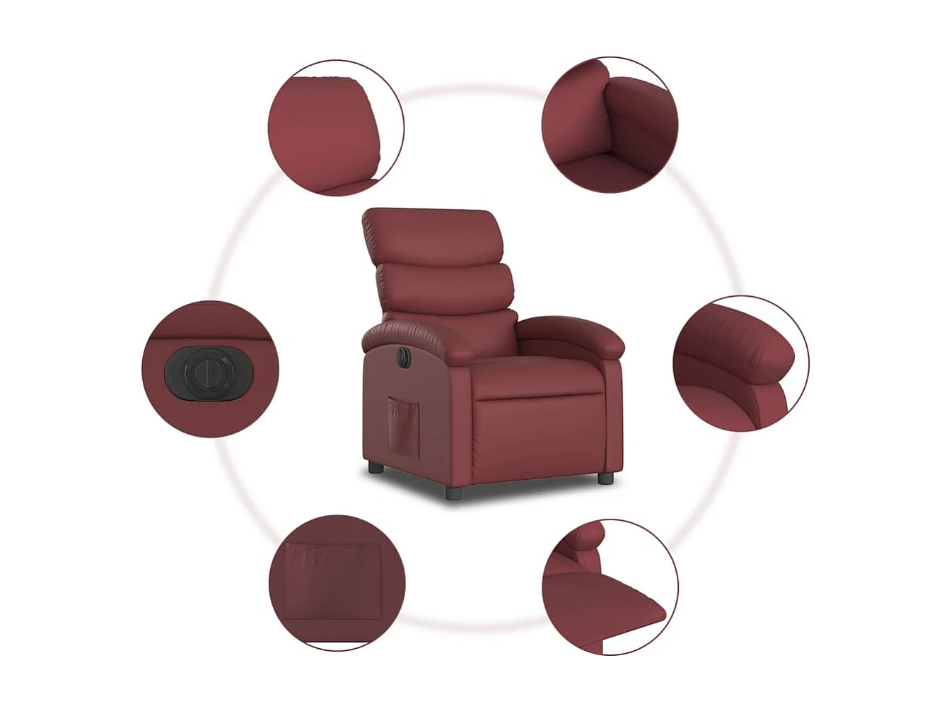 Fauteuil inclinable électrique Rouge bordeaux Similicuir