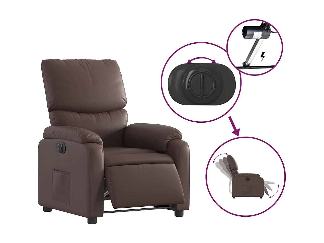 Fauteuil inclinable électrique Marron Similicuir