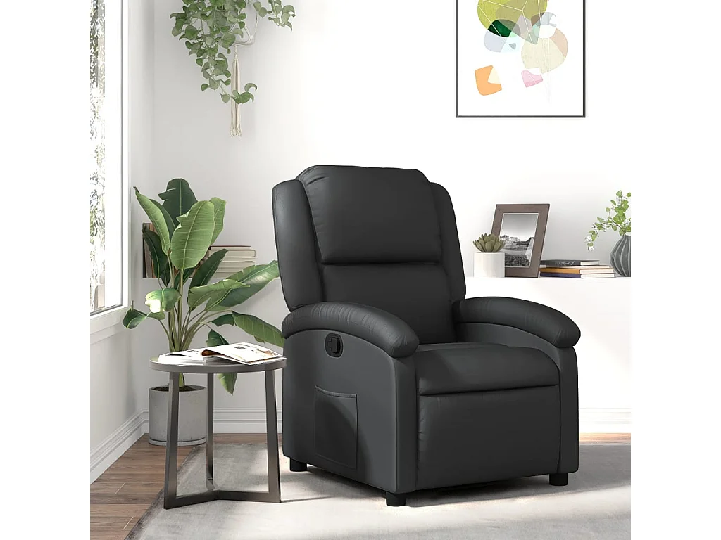 Fauteuil echt leer zwart