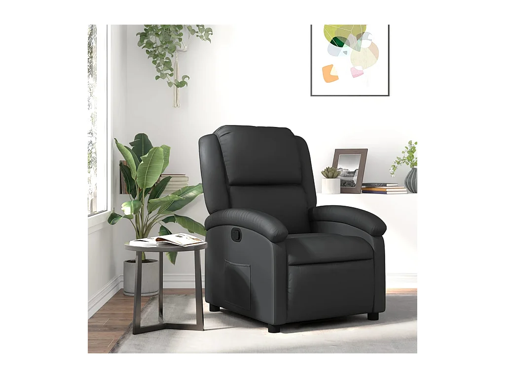 Fauteuil inclinable noir cuir véritable