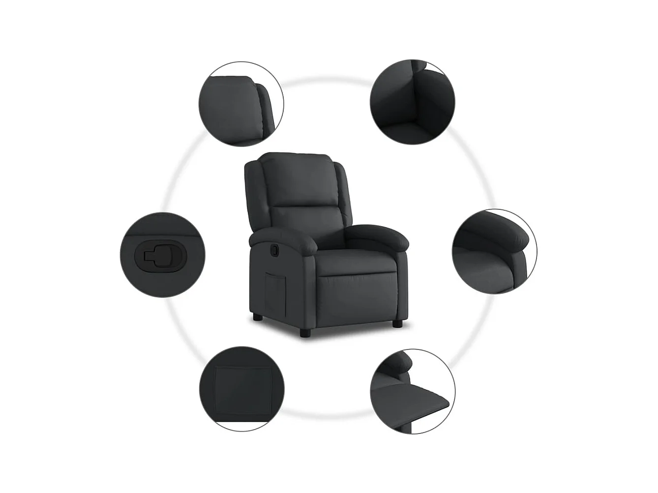 Fauteuil inclinable noir cuir véritable