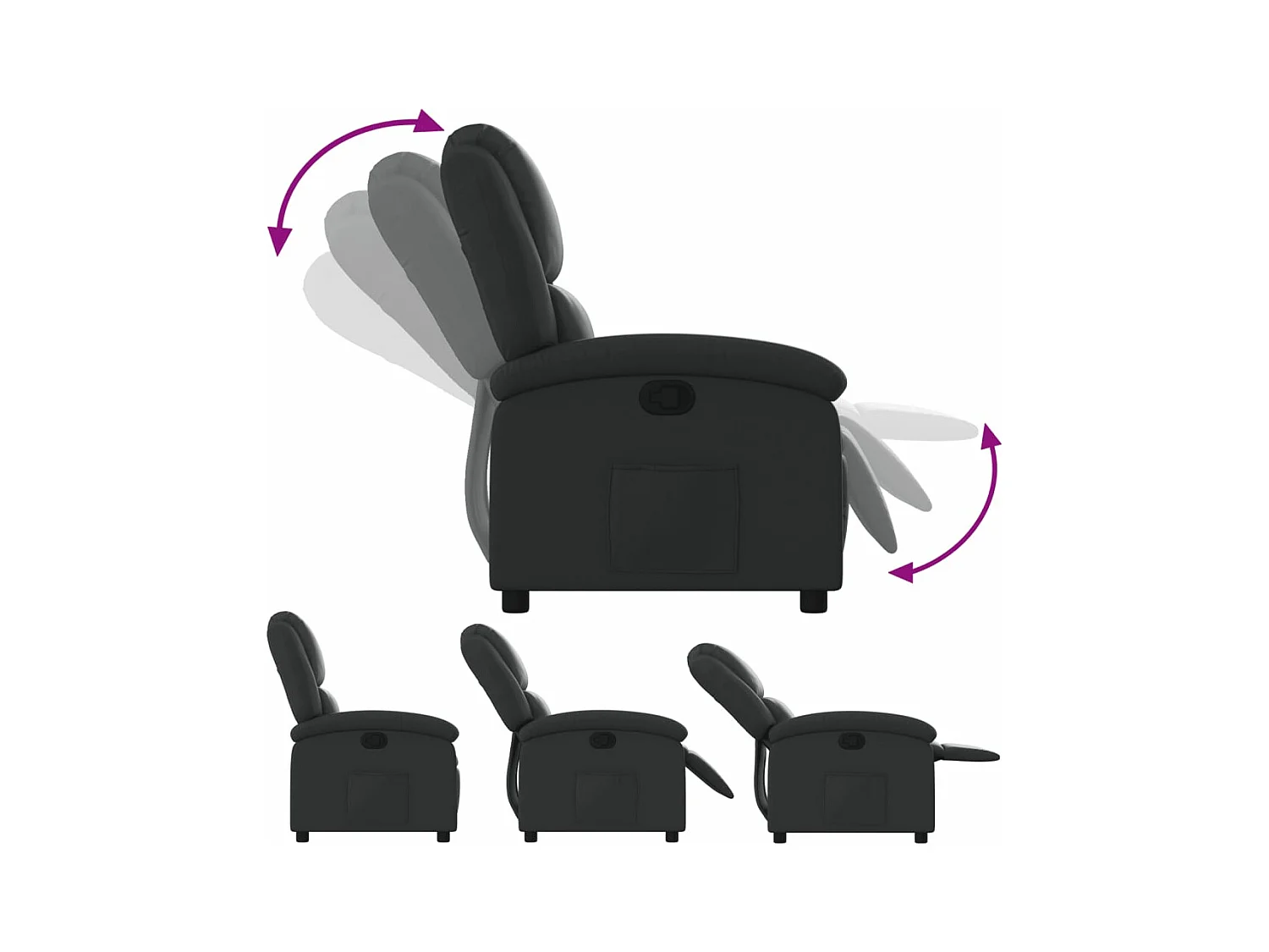 Fauteuil inclinable noir cuir véritable