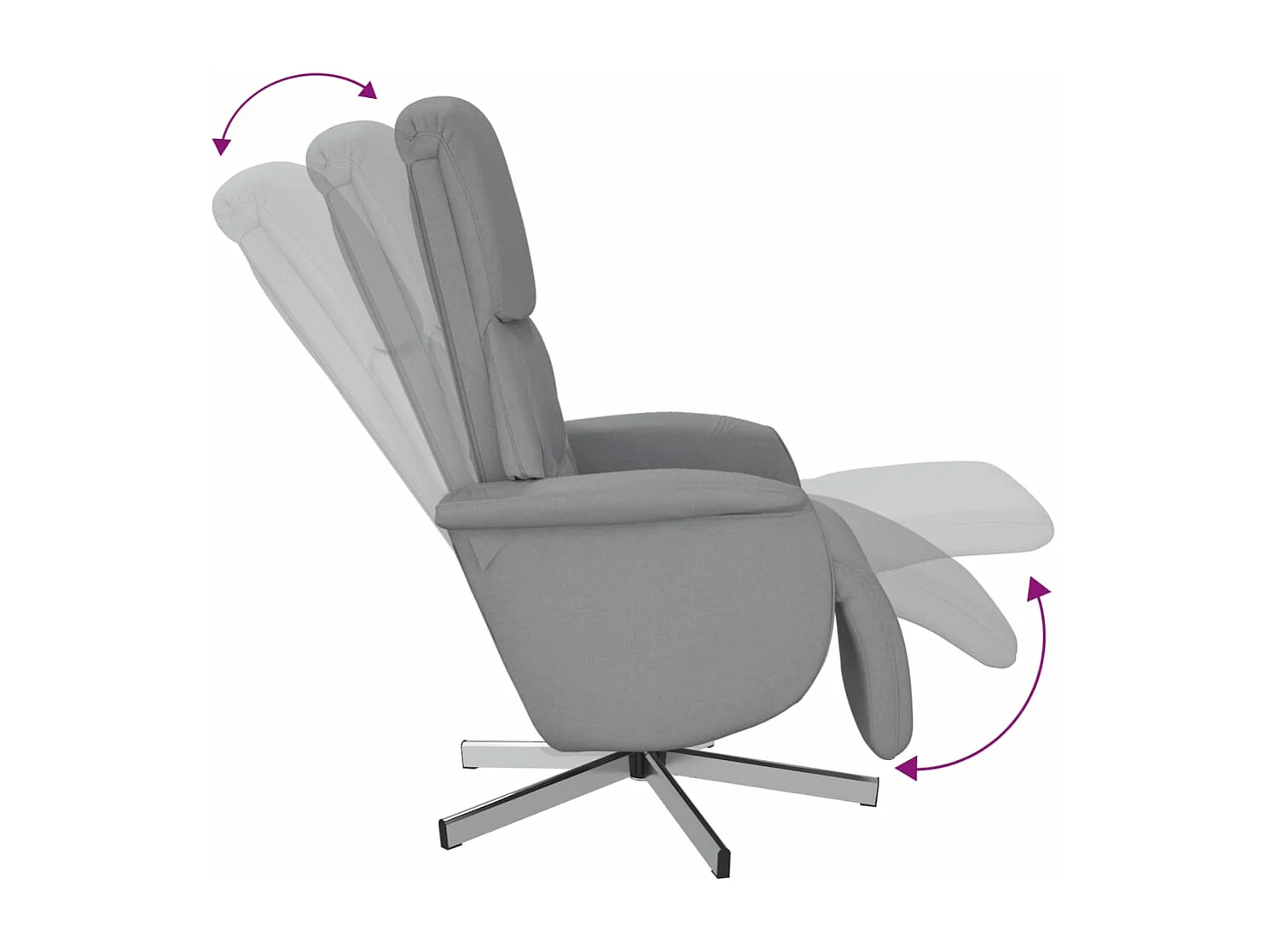 Sillón reclinable con reposapiés tela gris claro