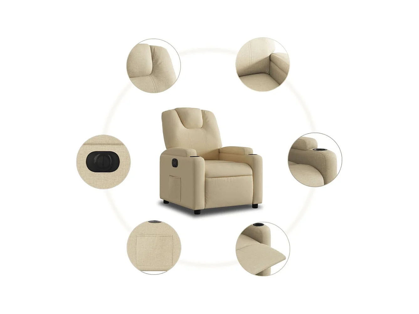 Fauteuil inclinable électrique Crème Tissu