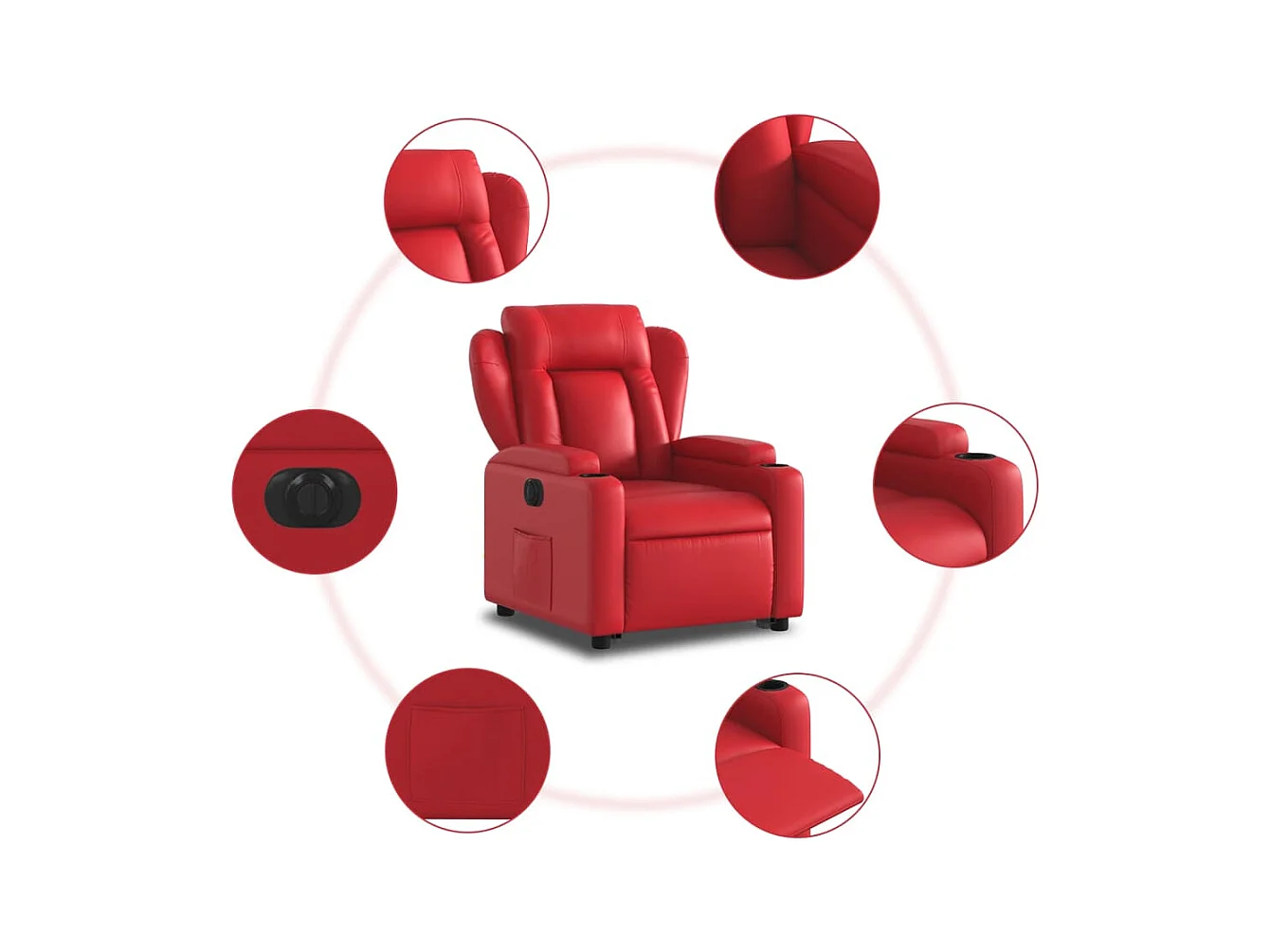 Sillón elevable eléctrico cuero artificial rojo