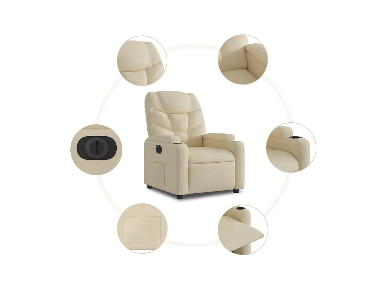 Fauteuil inclinable électrique crème tissu