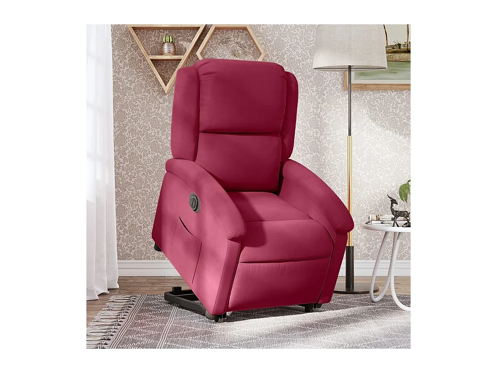 Fauteuil inclinable électrique rouge bordeaux velours