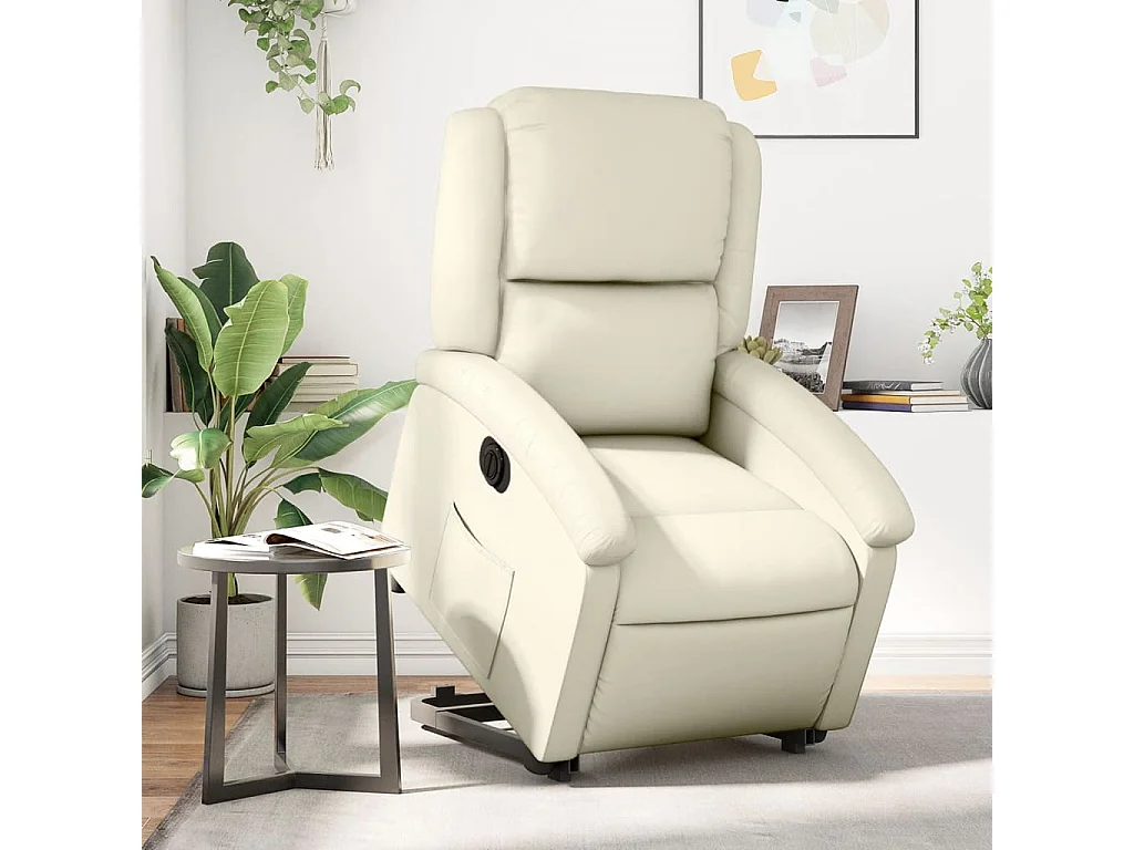 Fauteuil inclinable électrique crème similicuir