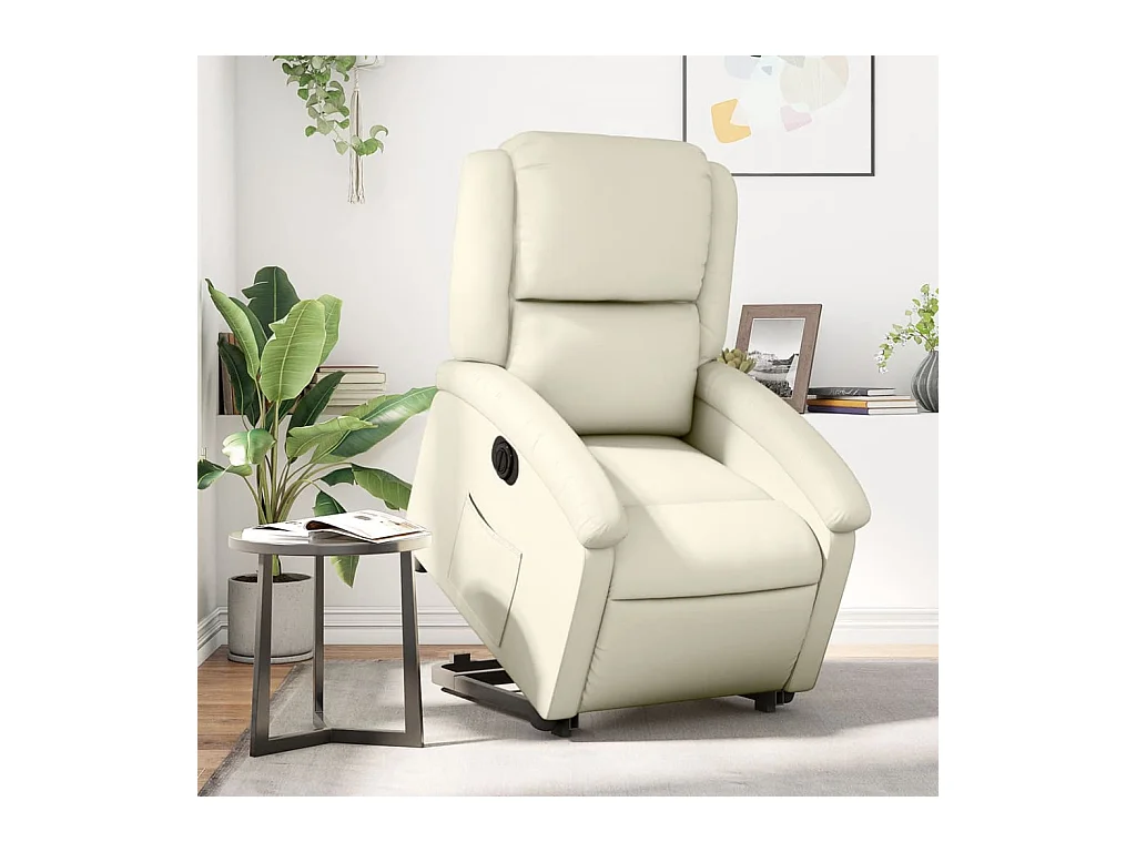 Fauteuil inclinable électrique crème similicuir