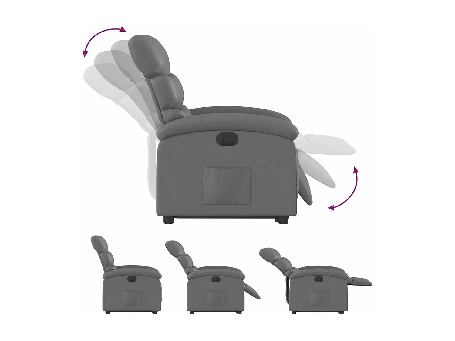 Fauteuil inclinable électrique gris similicuir