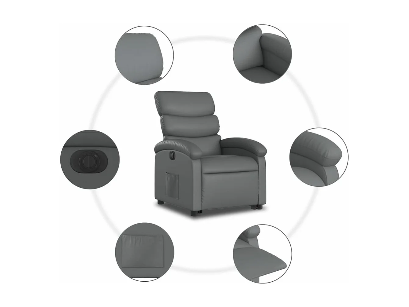 Fauteuil inclinable électrique gris similicuir