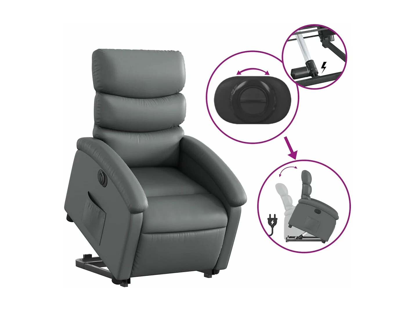 Fauteuil inclinable électrique gris similicuir
