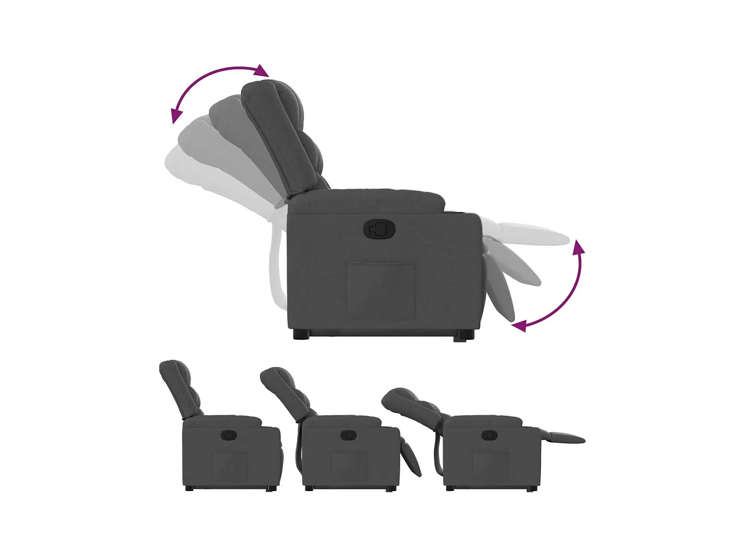 Fauteuil inclinable Gris foncé Tissu