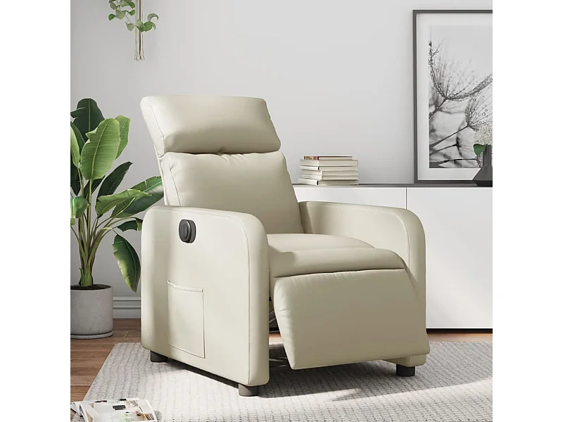 Fauteuil elektrisch verstelbaar kunstleer crèmekleurig