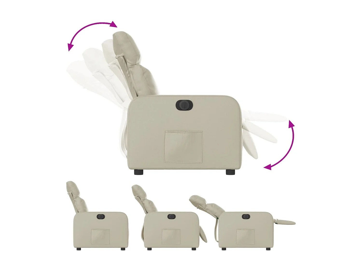 Fauteuil inclinable électrique Crème Similicuir