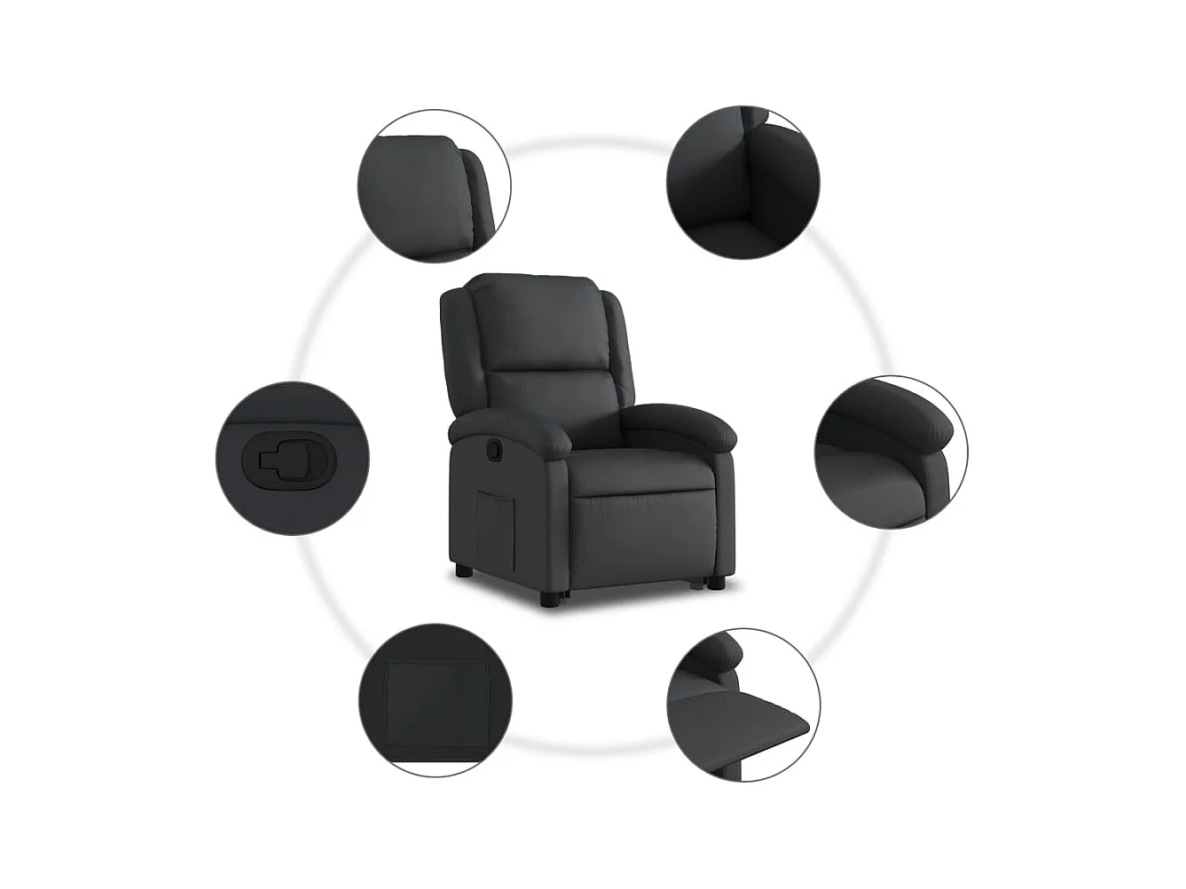 Fauteuil inclinable noir cuir véritable