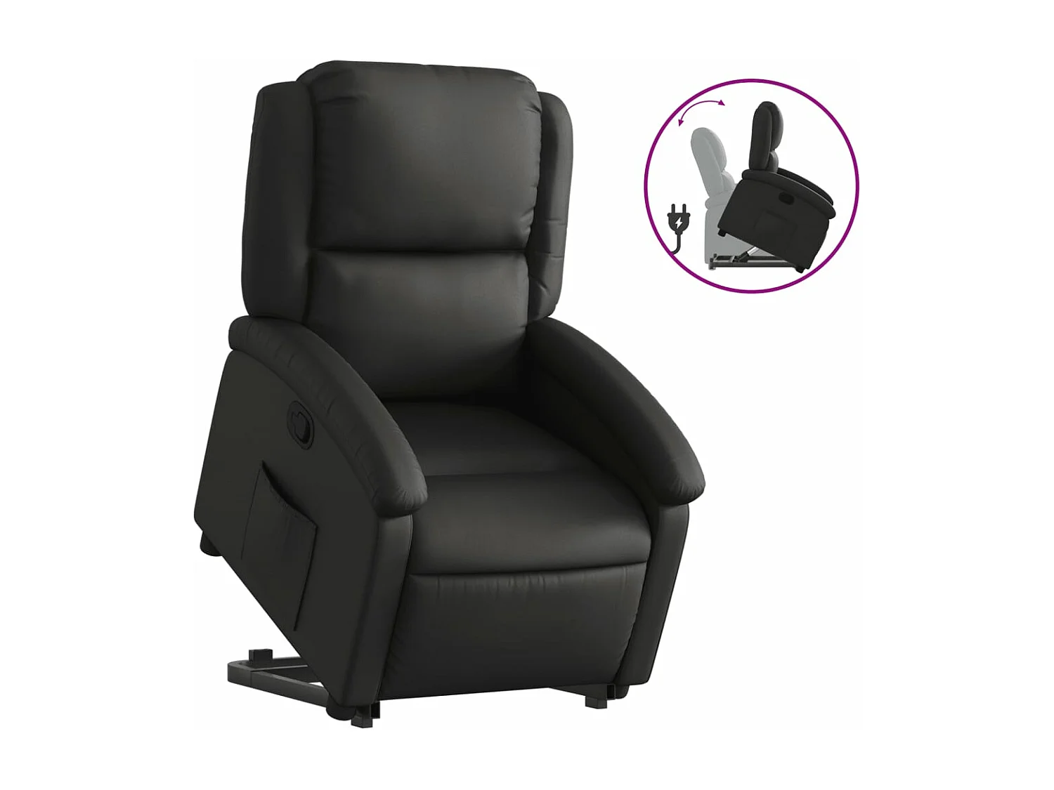 Fauteuil inclinable noir cuir véritable