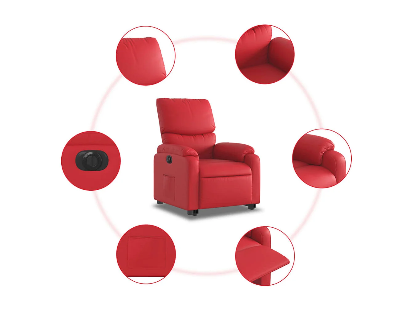 Sillón elevable eléctrico cuero artificial rojo