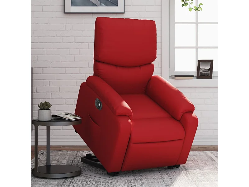 Fauteuil inclinable électrique rouge similicuir