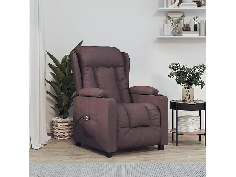 Fauteuil inclinable électrique Marron foncé Tissu