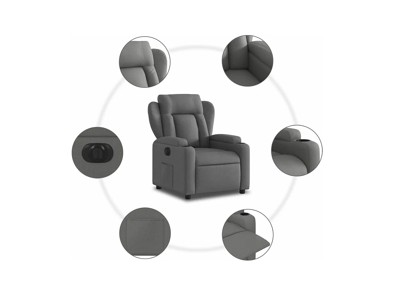 Fauteuil inclinable électrique Gris foncé Tissu