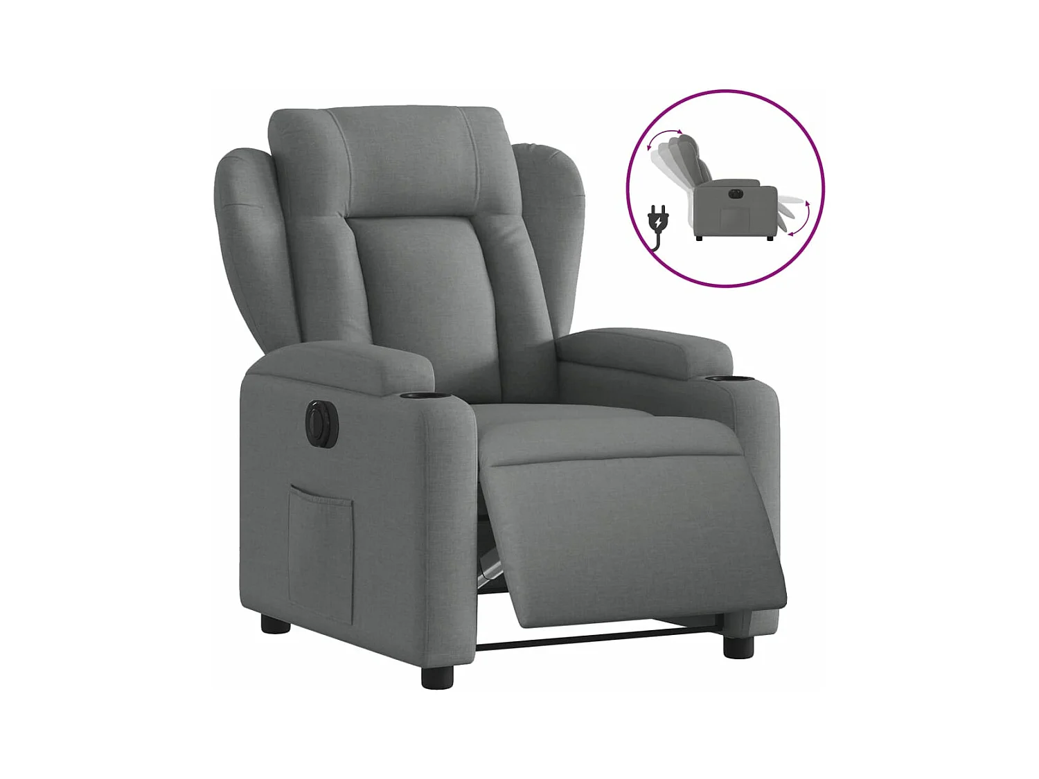 Fauteuil inclinable électrique Gris foncé Tissu