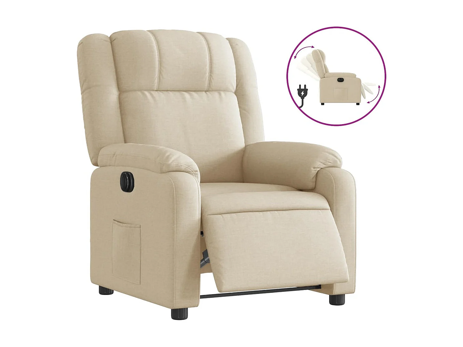 Fauteuil inclinable électrique Crème Tissu