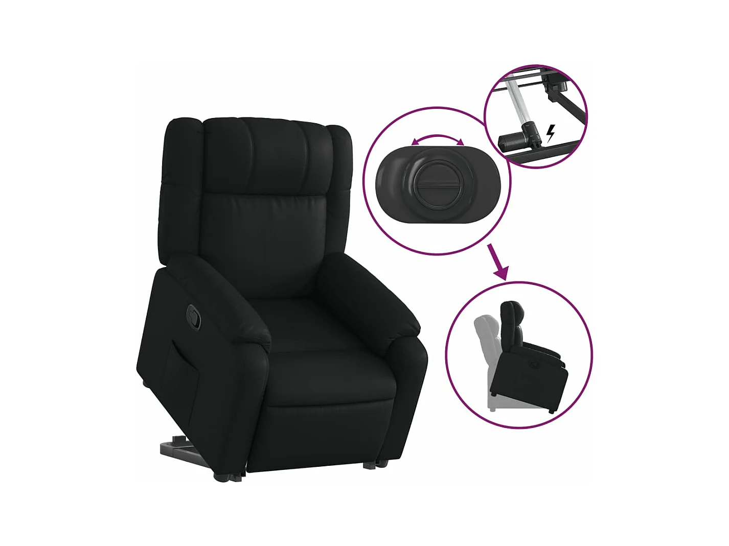 Fauteuil inclinable Noir Similicuir
