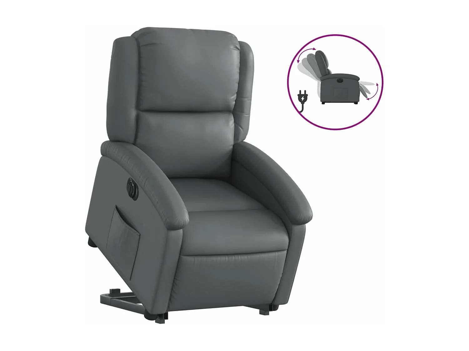 Fauteuil inclinable électrique gris similicuir