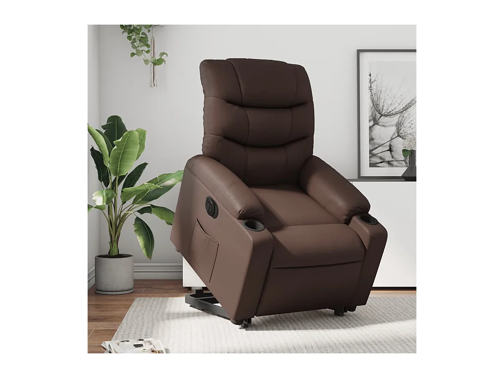 Fauteuil inclinable électrique marron similicuir